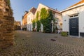 The Lang Grachtje a small streets and rampart. The 13th century city Ã¢â¬â¹Ã¢â¬â¹wall on the south side for defense Royalty Free Stock Photo